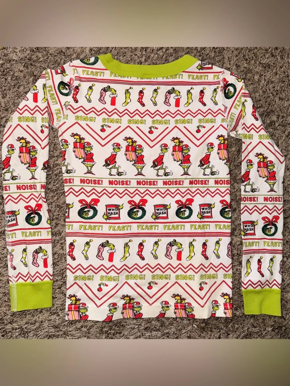 NWOT-  Grinch Kids Holiday Long-Sleeve Tee - Green Trim
